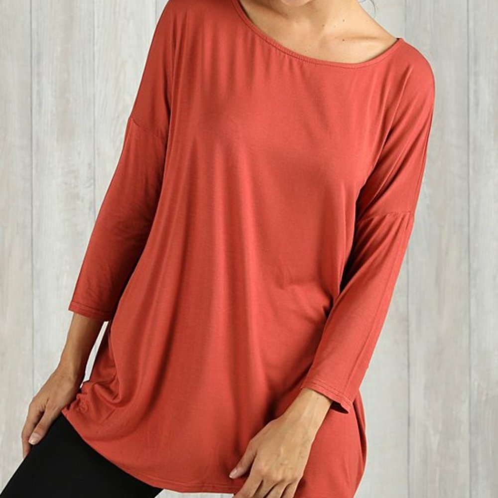 Rust Boatneck Dolman Tunic - 4X